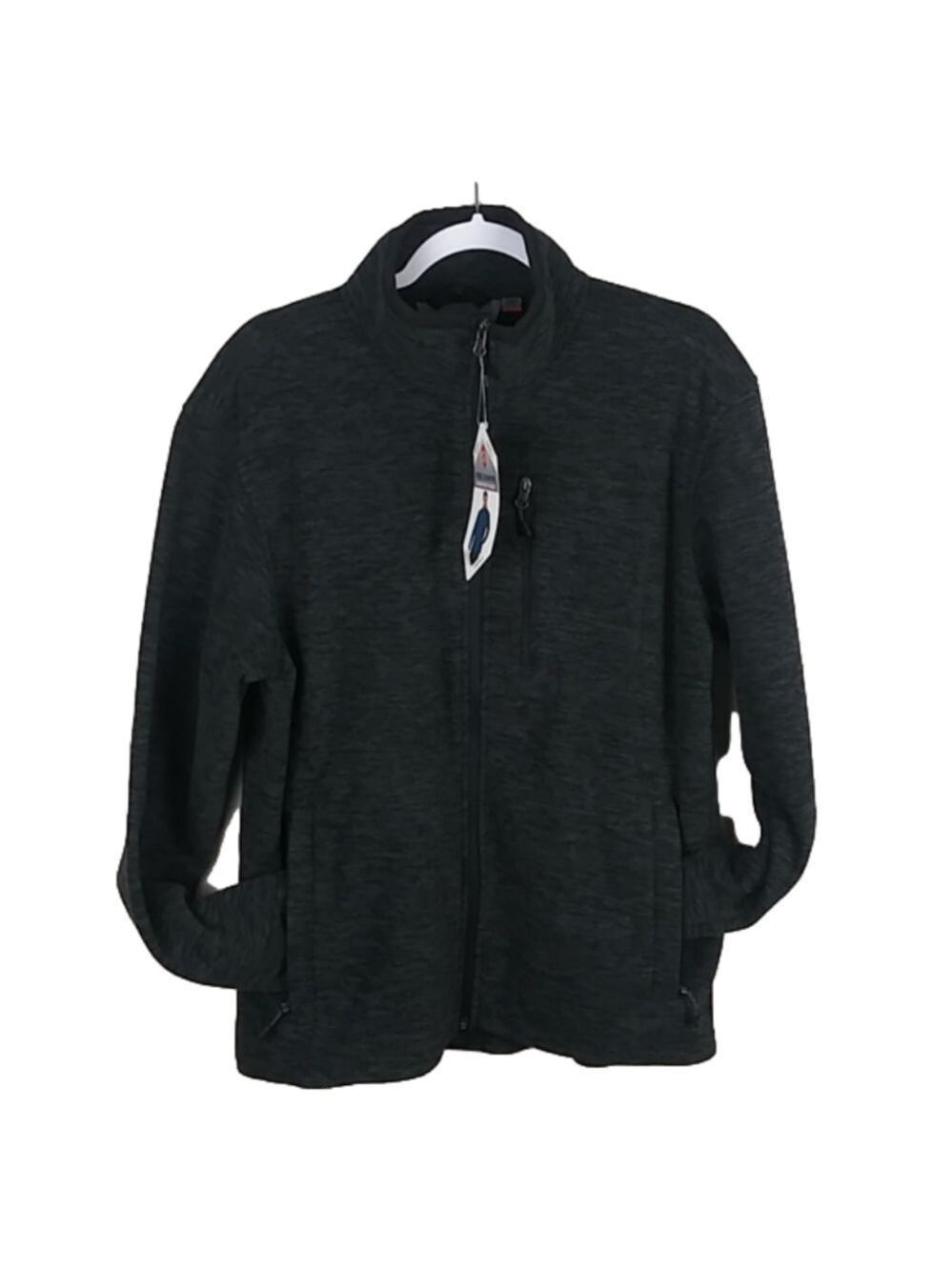 Free Country Microtech Fleece Black Gray Funnel Neck Long Sleeve Zip Up Jacket